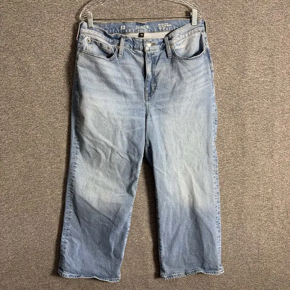 J.Crew Women's Size 32 Light Wash Blue Denim 96 Slim Wide Cropped Jeans